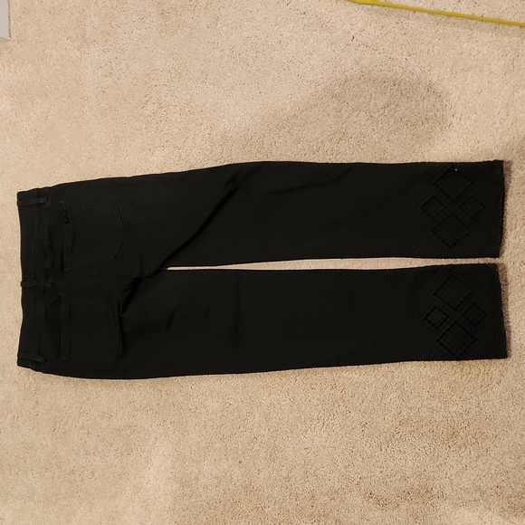 White House Black Market Cropped Black Jeans With Hemline  Embellishment - Picture 7 of 9